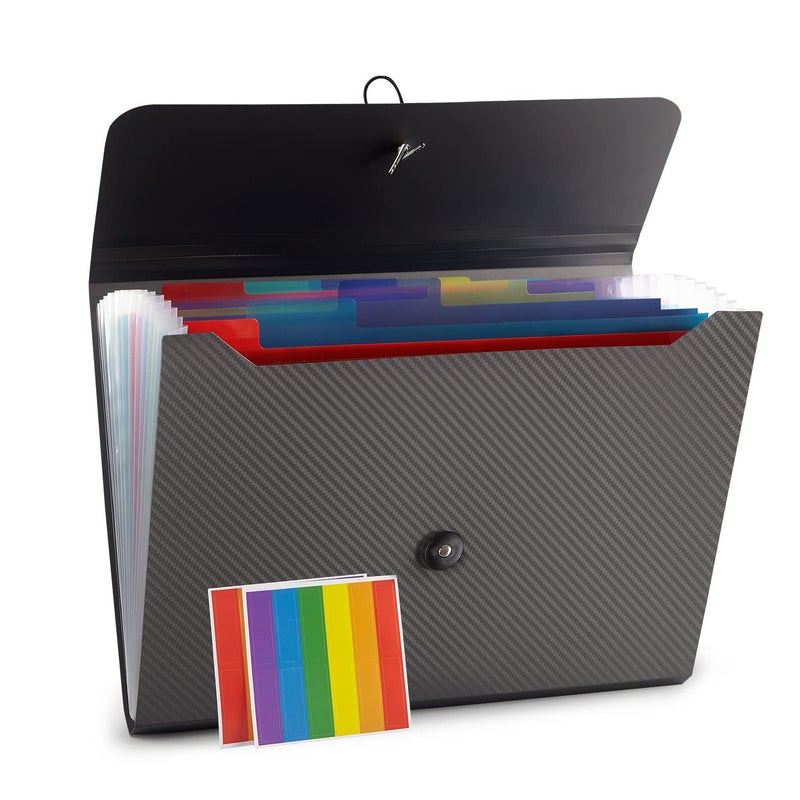 Nicfaec Expanding File Folder File Organizer 13 Pockets File Organizer Accordion Filing Folder Expandable File Folder for Documents Aesthetic Paper Organizer Folder for Work, School, Home, Office, Grey - Image 1